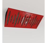 Set di 2 trappole acustiche per bassi (Bass trap) angolari strette con tessuto vellutato | Diffusione - Riflessione - Insonorizzazione | 23x50 cm | [PULSE (Orizzontale) - Plastica rossa | Beige]