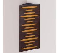 Set di 2 trappole acustiche per bassi (Bass trap) angolari strette con tessuto vellutato | Diffusione - Riflessione - Insonorizzazione | 50x23 cm | [PULSE - Wengé | Giallo]