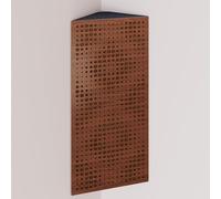 Set di 2 trappole acustiche per bassi (Bass trap) angolari strette con tessuto vellutato | Diffusione - Riflessione - Insonorizzazione | 50x23 cm | [REBAT - Noce | Dorato]