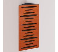 Set di 2 trappole acustiche per bassi (Bass trap) angolari strette con tessuto vellutato | Diffusione - Riflessione - Insonorizzazione | 50x23 cm | [Marrone | PULSE - Ciliegio]