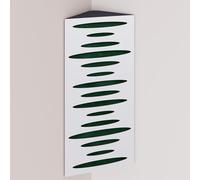 Set di 2 trappole acustiche per bassi (Bass trap) angolari strette con tessuto vellutato | Diffusione - Riflessione - Insonorizzazione | 50x23 cm | [Verde | PULSE - Bianco]