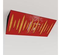 Set di 2 trappole acustiche per bassi (Bass trap) angolari strette con tessuto vellutato | Diffusione - Riflessione - Insonorizzazione | 23x50 cm | [PULSE (Orizzontale) - Plastica rossa | Giallo]