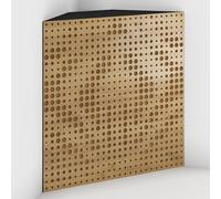 Set di 2 Trappole acustiche per bassi con tessuto vellutato per il montaggio nell’angolo del soffitto | Trattamento per studi di registrazione | 50x50x15cm | [UNIVERSE-15 Rovere | Dorato]