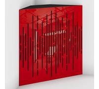Set di 2 Trappole acustiche per bassi con tessuto vellutato per il montaggio nell’angolo del soffitto | Trattamento per studi di registrazione | 50x50x15cm | [WAVE-15 Plastica rossa | Marrone]