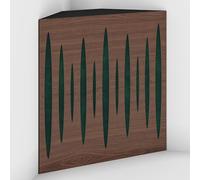 Set di 2 Trappole acustiche per bassi con tessuto vellutato per il montaggio nell’angolo del soffitto | Trattamento per studi di registrazione | 50x50x10cm | [PULSE-10 Noce | Verde]