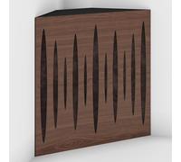 Set di 2 Trappole acustiche per bassi con tessuto vellutato per il montaggio nell’angolo del soffitto | Trattamento per studi di registrazione | 50x50x10cm | [PULSE-10 Noce | Marrone]