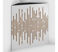 Set di 2 Trappole acustiche per bassi con tessuto vellutato per il montaggio nell’angolo del soffitto | Trattamento per studi di registrazione | 50x50x15cm | [WAVE-15 Bianco | Dorato]