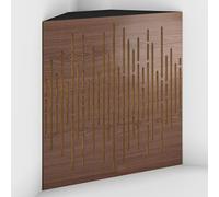 Set di 2 Trappole acustiche per bassi con tessuto vellutato per il montaggio nell’angolo del soffitto | Trattamento per studi di registrazione | 50x50x15cm | [WAVE-15 Noce | Dorato]