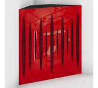 Set di 2 Trappole acustiche per bassi con tessuto vellutato per il montaggio nell’angolo del soffitto | Trattamento per studi di registrazione | 50x50x10cm | [PULSE-10 Plastica rossa | Borgogna]