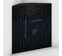 Set di 2 Trappole acustiche per bassi con tessuto vellutato per il montaggio nell’angolo del soffitto | Trattamento per studi di registrazione | 50x50x15cm | [WAVE-15 Plastica nera | Blu]