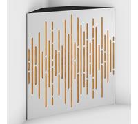 Set di 2 Trappole acustiche per bassi con tessuto vellutato per il montaggio nell’angolo del soffitto | Trattamento per studi di registrazione | 50x50x15cm | [WAVE-15 Bianco | Giallo]