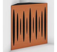 Set di 2 Trappole acustiche per bassi con tessuto vellutato per il montaggio nell’angolo del soffitto | Trattamento per studi di registrazione | 50x50x10cm | [PULSE-10 Ciliegio | Nero]