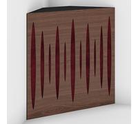 Set di 2 Trappole acustiche per bassi con tessuto vellutato per il montaggio nell’angolo del soffitto | Trattamento per studi di registrazione | 50x50x15cm | [PULSE-15 Noce | Borgogna]