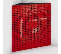 Set di 2 Trappole acustiche per bassi con tessuto vellutato per il montaggio nell’angolo del soffitto | Trattamento per studi di registrazione | 50x50x10cm | [UNIVERSE-10 Plastica rossa | Nero]