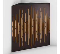 Set di 2 Trappole acustiche per bassi con tessuto vellutato per il montaggio nell’angolo del soffitto | Trattamento per studi di registrazione | 50x50x10cm | [WAVE-10 Wengé | Giallo]