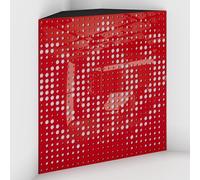 Set di 2 Trappole acustiche per bassi con tessuto vellutato per il montaggio nell’angolo del soffitto | Trattamento per studi di registrazione | 50x50x15cm | [UNIVERSE-15 Plastica rossa | Bianco]