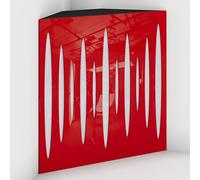 Set di 2 Trappole acustiche per bassi con tessuto vellutato per il montaggio nell’angolo del soffitto | Trattamento per studi di registrazione | 50x50x15cm | [PULSE-15 Plastica rossa | Bianco]
