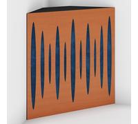 Set di 2 Trappole acustiche per bassi con tessuto vellutato per il montaggio nell’angolo del soffitto | Trattamento per studi di registrazione | 50x50x10cm | [PULSE-10 Ciliegio | Blu]