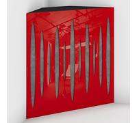 Set di 2 Trappole acustiche per bassi con tessuto vellutato per il montaggio nell’angolo del soffitto | Trattamento per studi di registrazione | 50x50x10cm | [PULSE-10 Plastica rossa | Grigio]