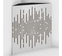 Set di 2 Trappole acustiche per bassi con tessuto vellutato per il montaggio nell’angolo del soffitto | Trattamento per studi di registrazione | 50x50x15cm | [WAVE-15 Plastica bianca | Beige]