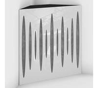 Set di 2 Trappole acustiche per bassi con tessuto vellutato per il montaggio nell’angolo del soffitto | Trattamento per studi di registrazione | 50x50x15cm | [PULSE-15 Plastica bianca | Grigio]