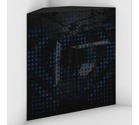 Set di 2 Trappole acustiche per bassi con tessuto vellutato per il montaggio nell’angolo del soffitto | Trattamento per studi di registrazione | 50x50x10cm | [UNIVERSE-10 Plastica nera | Blu]