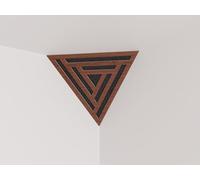 Set di 2 trappole acustiche per bassi «Triangle» angolari da soffitto | Schiuma fonoassorbente e diffusiva con pannello in HDF laminato perforato | Colore: [SCIFI | Noce]