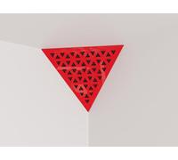 Set di 2 trappole acustiche per bassi «Triangle» angolari da soffitto | Schiuma fonoassorbente e diffusiva con pannello in HDF laminato perforato | Colore: [TRI | Plastica rossa lucida]