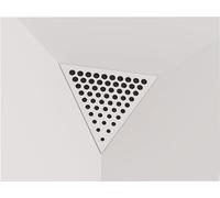 Set di 2 trappole acustiche per bassi «Triangle» angolari da soffitto | Schiuma fonoassorbente e diffusiva con pannello in HDF laminato perforato | Colore: [ROUNDS | Bianco]