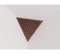 Set di 2 trappole acustiche per bassi «Triangle» angolari da soffitto | Schiuma fonoassorbente e diffusiva con pannello in HDF laminato perforato | Colore: [ROUNDS | Noce]