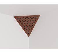 Set di 2 trappole acustiche per bassi «Triangle» angolari da soffitto | Schiuma fonoassorbente e diffusiva con pannello in HDF laminato perforato | Colore: [TRI | Noce]