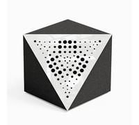 Set di 2 trappole acustiche per bassi «TRICUB» cubiche da soffitto | Schiuma fonoassorbente e diffusiva con pannello in HDF laminato perforato | Colore: [TRICUB-WILDS | Plastica bianca]