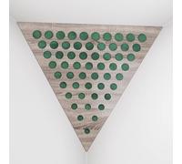 Set di 2 Trappole per bassi angolari per soffitto “Triangle-F” in schiuma acustica piramidale con piastra HDF laminata perforata triangolare e tessuto vellutato | [ROUNDS - Sonoma | Verde]