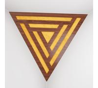 Set di 2 Trappole per bassi angolari per soffitto “Triangle-F” in schiuma acustica piramidale con piastra HDF laminata perforata triangolare e tessuto vellutato | [SCIFI - Noce | Giallo]