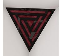 Set di 2 Trappole per bassi angolari per soffitto “Triangle-F” in schiuma acustica piramidale con piastra HDF laminata perforata triangolare e tessuto vellutato | [SCIFI - Plastica nera | Borgogna]