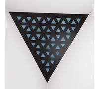 Set di 2 Trappole per bassi angolari per soffitto “Triangle-F” in schiuma acustica piramidale con piastra HDF laminata perforata triangolare e tessuto vellutato | [TRI - Nero | Blu]