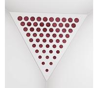 Set di 2 Trappole per bassi angolari per soffitto “Triangle-F” in schiuma acustica piramidale con piastra HDF laminata perforata triangolare e tessuto vellutato | [ROUNDS - Bianco | Borgogna]