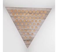 Set di 2 Trappole per bassi angolari per soffitto “Triangle-F” in schiuma acustica piramidale con piastra HDF laminata perforata triangolare e tessuto vellutato | [ROUNDS - Sonoma | Dorato]