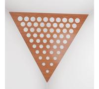 Set di 2 Trappole per bassi angolari per soffitto “Triangle-F” in schiuma acustica piramidale con piastra HDF laminata perforata triangolare e tessuto vellutato | [ROUNDS - Ciliegio | Bianco]