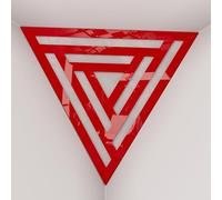 Set di 2 Trappole per bassi angolari per soffitto “Triangle-F” in schiuma acustica piramidale con piastra HDF laminata perforata triangolare e tessuto vellutato | [SCIFI - Plastica rossa | Bianco]