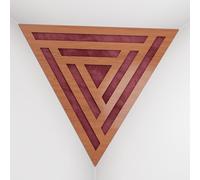 Set di 2 Trappole per bassi angolari per soffitto “Triangle-F” in schiuma acustica piramidale con piastra HDF laminata perforata triangolare e tessuto vellutato | [SCIFI - Ciliegio | Borgogna]