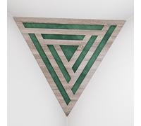 Set di 2 Trappole per bassi angolari per soffitto “Triangle-F” in schiuma acustica piramidale con piastra HDF laminata perforata triangolare e tessuto vellutato | [SCIFI - Sonoma | Verde]