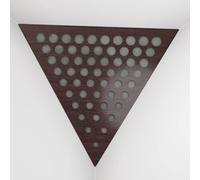 Set di 2 Trappole per bassi angolari per soffitto “Triangle-F” in schiuma acustica piramidale con piastra HDF laminata perforata triangolare e tessuto vellutato | [ROUNDS - Wengé | Grigio]