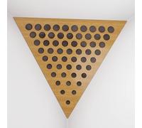Set di 2 Trappole per bassi angolari per soffitto “Triangle-F” in schiuma acustica piramidale con piastra HDF laminata perforata triangolare e tessuto vellutato | [ROUNDS - Rovere | Marrone]