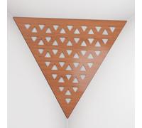 Set di 2 Trappole per bassi angolari per soffitto “Triangle-F” in schiuma acustica piramidale con piastra HDF laminata perforata triangolare e tessuto vellutato | [TRI - Ciliegio | Bianco]