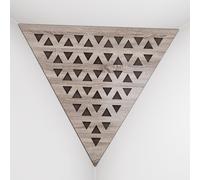 Set di 2 Trappole per bassi angolari per soffitto “Triangle-F” in schiuma acustica piramidale con piastra HDF laminata perforata triangolare e tessuto vellutato | [TRI - Sonoma | Marrone]
