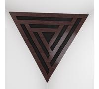 Set di 2 Trappole per bassi angolari per soffitto “Triangle-F” in schiuma acustica piramidale con piastra HDF laminata perforata triangolare e tessuto vellutato | [SCIFI - Wengé | Nero]