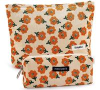 Set di 2 trousse da viaggio con motivo floreale, per donne e ragazze, grande e piccola, con cerniera, per borsa, HK 2 pezzi Arancione