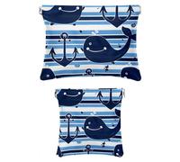 Set di 2 trousse in finta pelle, piccola borsa per il trucco, mini tasca tascabile, borsa portaoggetti multifunzione, motivo ancora blu navy, Motivo: 4105, 7.1x5.8in/4.7x4.5in