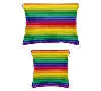 Set di 2 trousse in finta pelle, piccola trousse per il trucco, con chiusura automatica, borsa portaoggetti multifunzione per schegge, lettera dell'alfabeto, stile cartone animato moderno, Motivo: